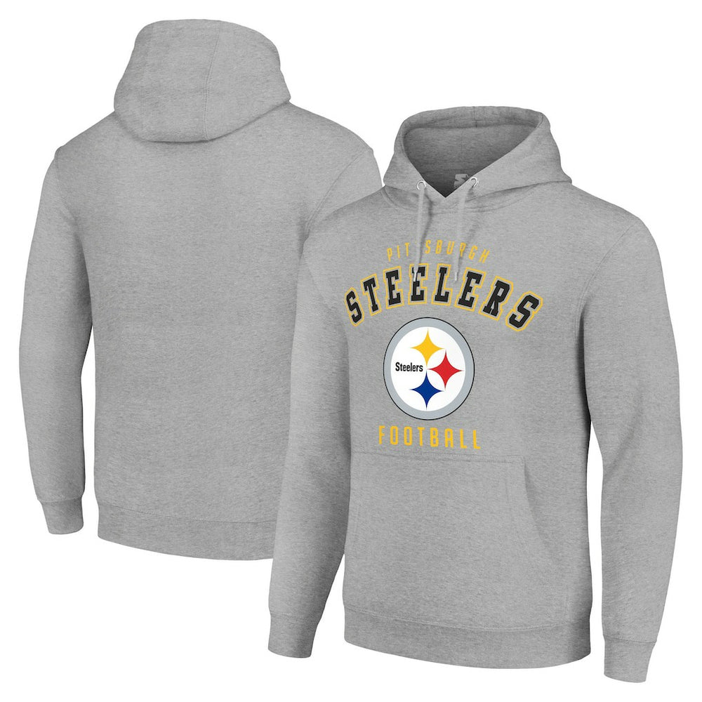 Pittsburgh Steelers Starter Unisex Logo Pullover Hoodie Heather Gray