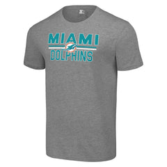 Miami Dolphins Starter Team Mesh Print Graphic T-Shirt Heather Gray