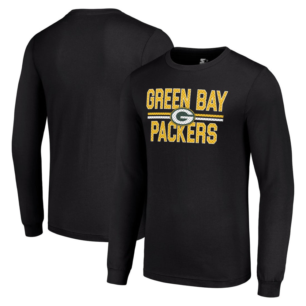 Green Bay Packers Starter Team Mesh Print Graphic Long Sleeve T-Shirt Black