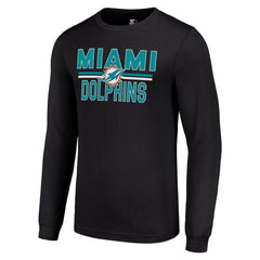 Miami Dolphins Starter Team Mesh Print Graphic Long Sleeve T-Shirt Black