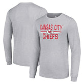 Kansas City Chiefs Starter Team Mesh Print Graphic Long Sleeve T-Shirt Heather Gray