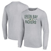 Green Bay Packers Starter Team Mesh Print Graphic Long Sleeve T-Shirt Heather Gray
