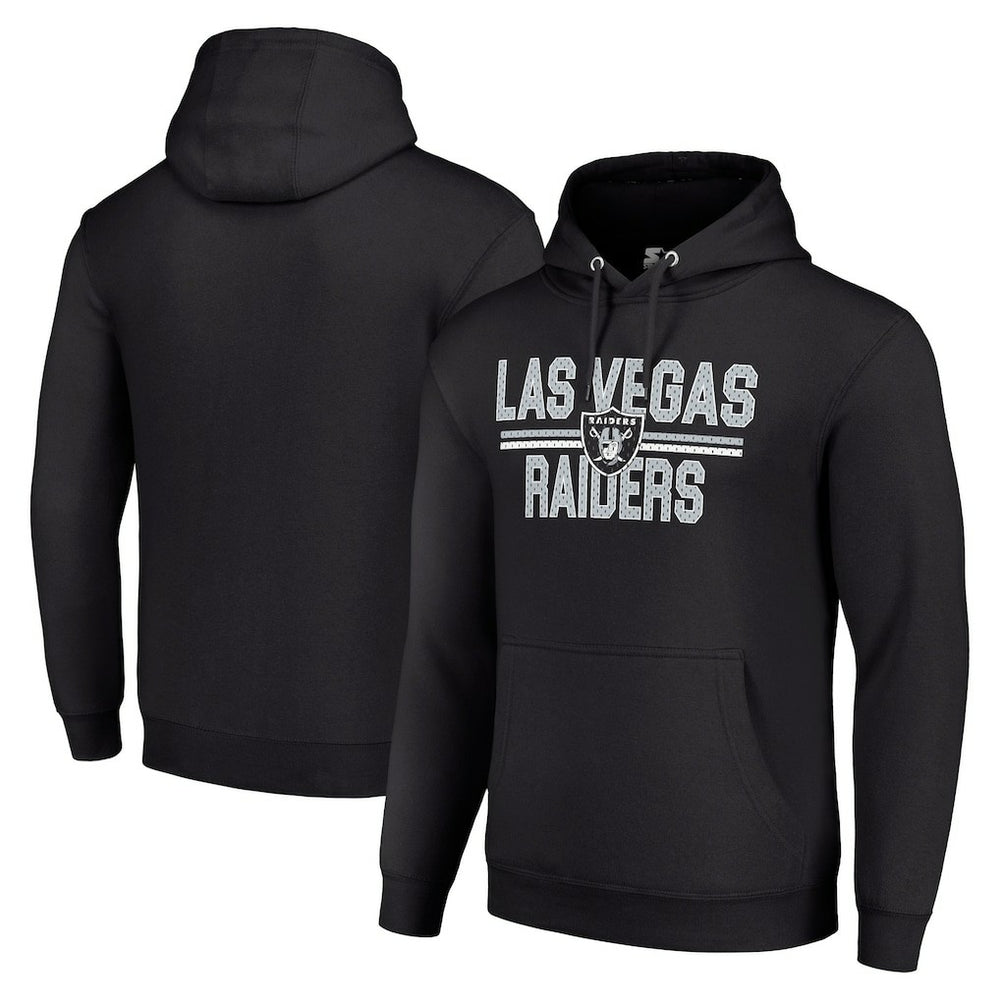 Las Vegas Raiders Starter Unisex Team Mesh Print Graphic Tri-Blend Pullover Hoodie Black