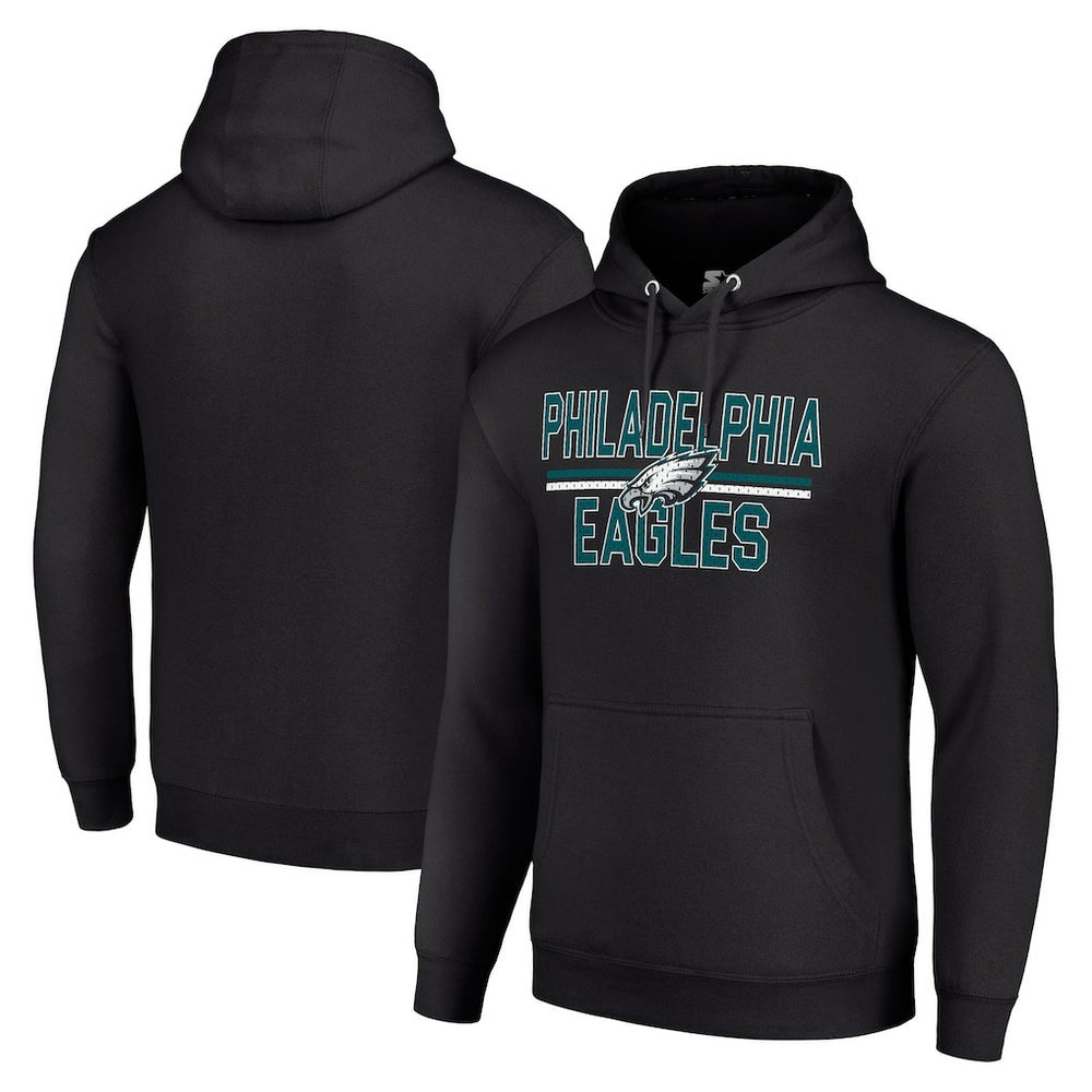 Philadelphia Eagles Starter Unisex Team Mesh Print Graphic Tri-Blend Pullover Hoodie Black