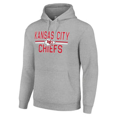 Kansas City Chiefs Starter Unisex Team Mesh Print Graphic Tri-Blend Pullover Hoodie Heather Gray