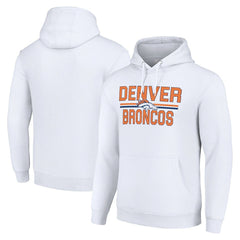 Denver Broncos Starter Unisex Team Mesh Print Graphic Tri-Blend Pullover Hoodie White