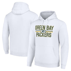Green Bay Packers Starter Unisex Team Mesh Print Graphic Tri-Blend Pullover Hoodie White