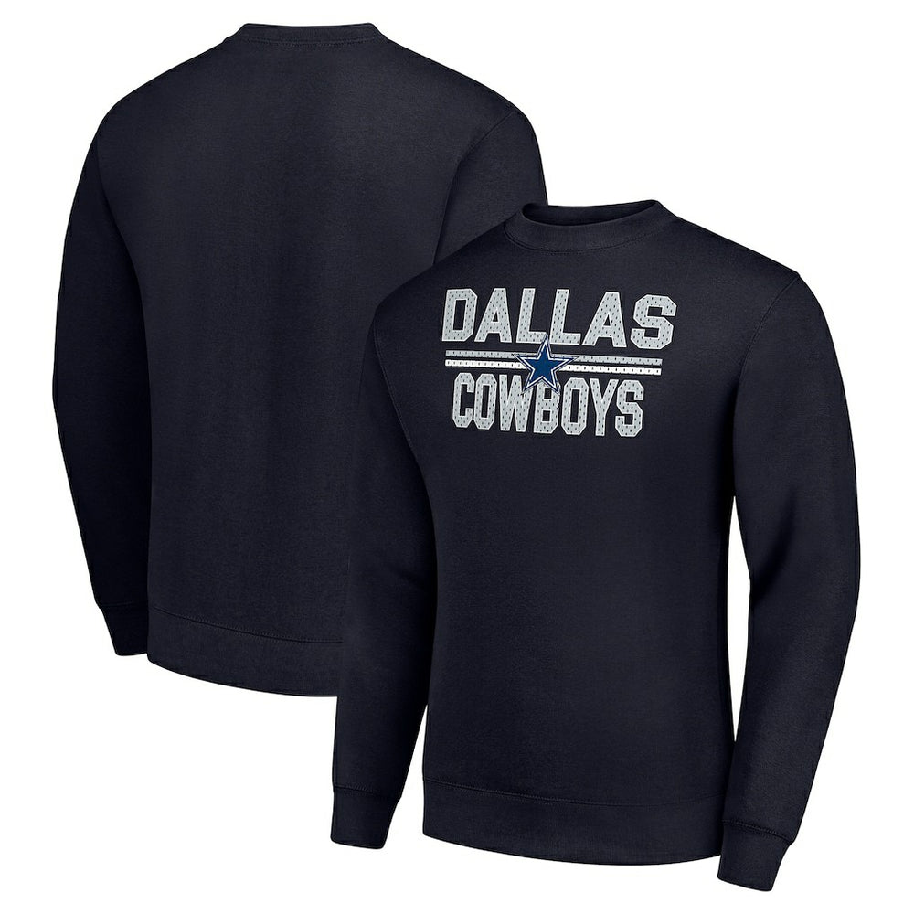 Dallas Cowboys Starter Team Mesh Print Graphic Pullover Sweatshirt Navy