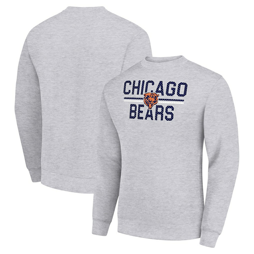 Chicago Bears Starter Team Mesh Print Graphic Pullover Sweatshirt Heather Gray