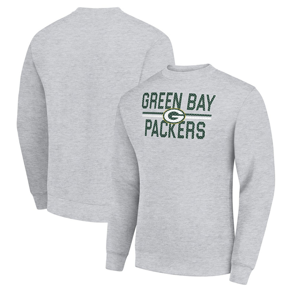 Green Bay Packers Starter Team Mesh Print Graphic Pullover Sweatshirt Heather Gray