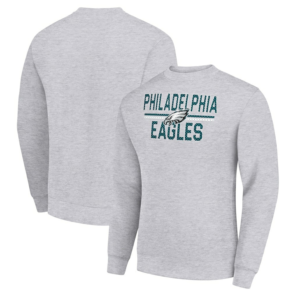 Philadelphia Eagles Starter Team Mesh Print Graphic Pullover Sweatshirt Heather Gray