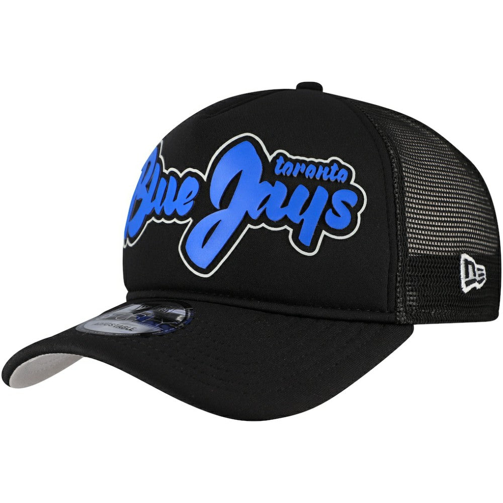 Toronto Blue Jays New Era Retro Bold A-Frame Trucker 9FORTY Adjustable Hat - Black Hats