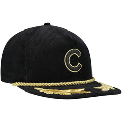 Chicago Cubs New Era Corduroy Filigree Golfer Adjustable Hat - Black Hats