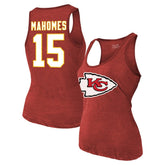 Patrick Mahomes Kansas City Chiefs Majestic Threads Women's Name & Number Tri-Blend Tank Top Red