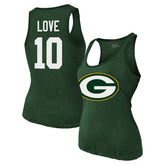 Jordan Love Green Bay Packers Majestic Threads Women's Name & Number Tri-Blend Tank Top Green