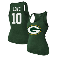 Jordan Love Green Bay Packers Majestic Threads Women's Name & Number Tri-Blend Tank Top Green