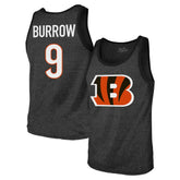 Joe Burrow Cincinnati Bengals Majestic Threads Tri-Blend Player Name & Number Tank Top Black