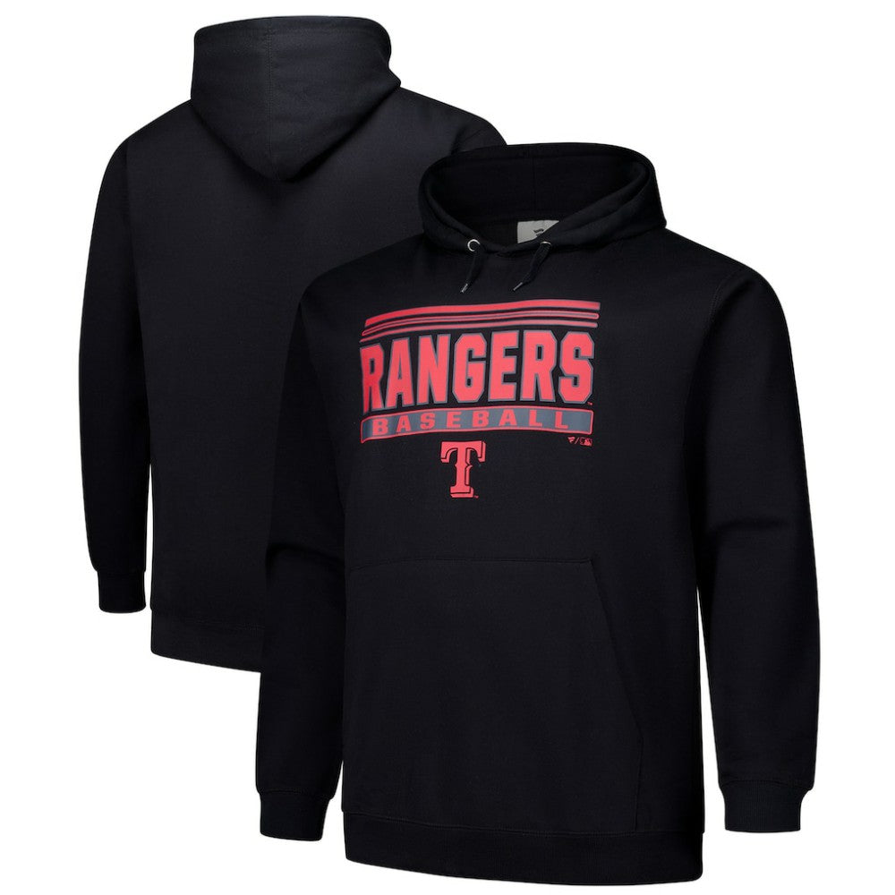 Texas Rangers Stack Fleece Pullover Hoodie - Black Hoodies