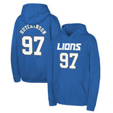 Aidan Hutchinson Detroit Lions Youth Mainliner Player Name & Number Pullover Hoodie Blue