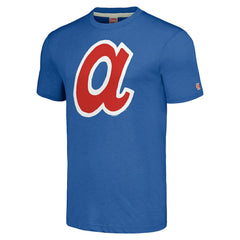 Atlanta Braves Homage Cooperstown Collection Hand-Drawn Logo Tri-Blend T-Shirt - Royal T-shirts