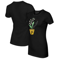 Pittsburgh Pirates Tiny Turnip Women's Lilies and Ladybugs T-Shirt - Black T-shirts