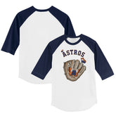 Houston Astros Tiny Turnip Youth Butterfly Glove 3/4-Sleeve Raglan T-Shirt - White/Navy T-shirts