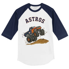 Houston Astros Tiny Turnip Youth Monster Truck 3/4-Sleeve Raglan T-Shirt - White/Navy T-shirts