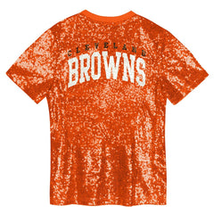 Cleveland Browns Girls Youth Wordmark Sequin V-Neck Top Orange