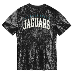 Jacksonville Jaguars Girls Youth Wordmark Sequin V-Neck Top Black