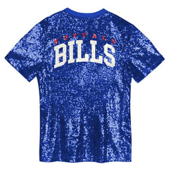 Buffalo Bills Girls Youth Wordmark Sequin V-Neck Top Royal