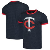 Minnesota Twins Majestic Threads Ringer Tri-Blend T-Shirt - Navy T-shirts
