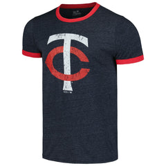 Minnesota Twins Majestic Threads Ringer Tri-Blend T-Shirt - Navy T-shirts