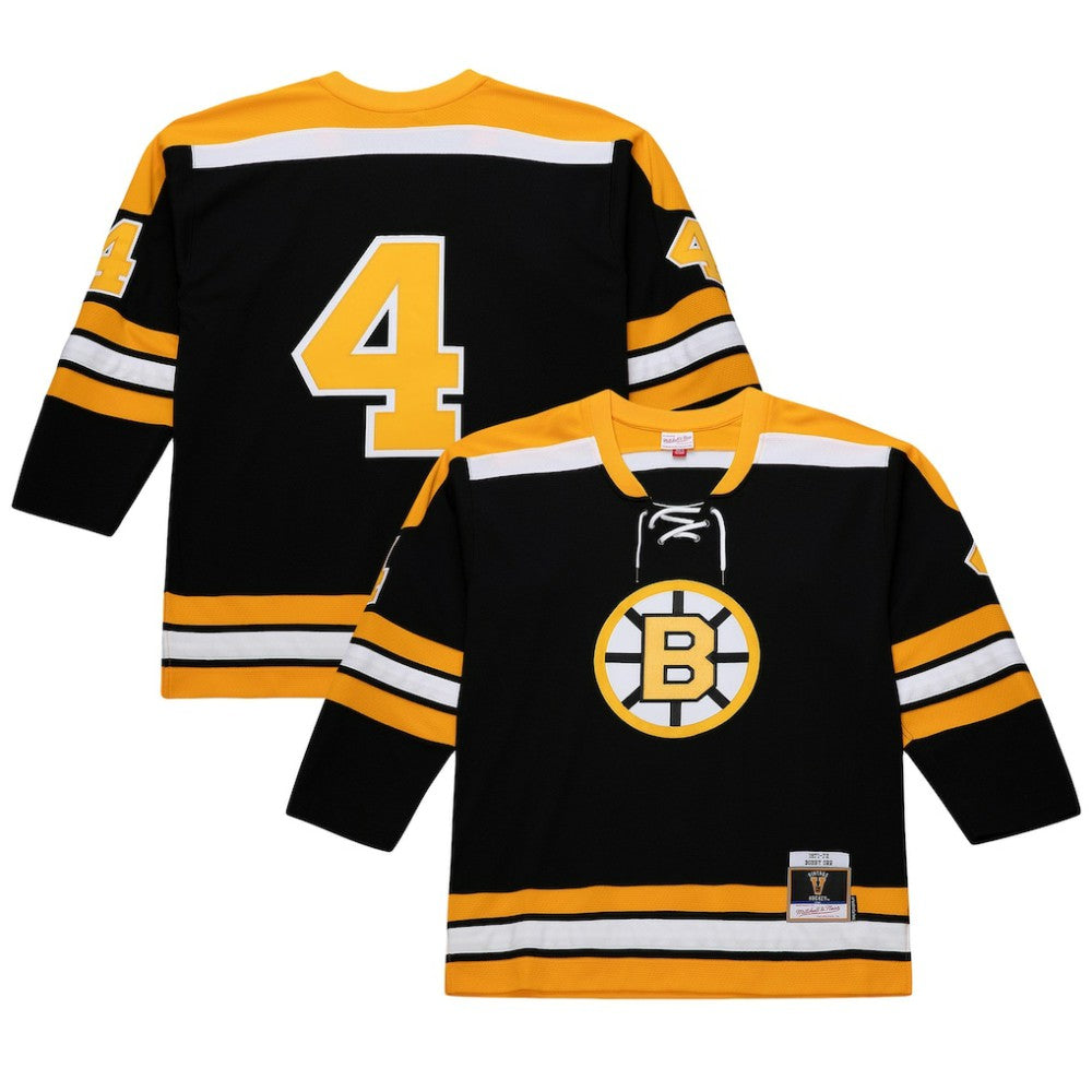 NHL Bobby Orr Boston Bruins Mitchell & Ness Big & Tall 1971/72 Blue Line 2.0 Jersey - Black