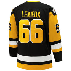 NHL Mario Lemieux Pittsburgh Penguins Mitchell & Ness Big & Tall 1991/92 Blue Line 2.0 Jersey - Black