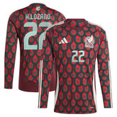 Hirving Lozano Mexico National Team 2024 Home Replica Player Long Sleeve Jersey Burgundy