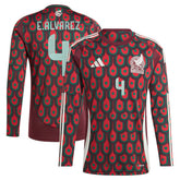 Edson Alvarez Mexico National Team 2024 Home Replica Player Long Sleeve Jersey Burgundy