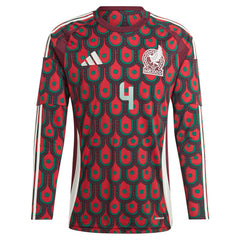 Edson Alvarez Mexico National Team 2024 Home Replica Player Long Sleeve Jersey Burgundy