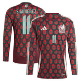 Santiago Giménez Mexico National Team 2024 Home Replica Player Long Sleeve Jersey Burgundy