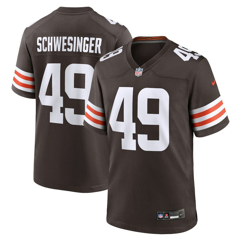 NFL Carson Schwesinger Cleveland Browns 2025 NFL Draft Game Jersey - Brown