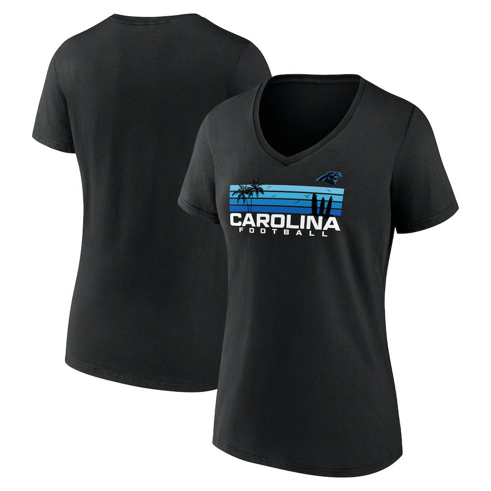 Carolina Panthers Women's Defensive Stand V-Neck T-Shirt Black