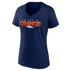 Denver Broncos Women's Defensive Stand V-Neck T-Shirt Navy