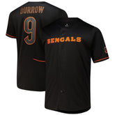 Joe Burrow Cincinnati Bengals Big & Tall Baseball Button-Up Shirt Black