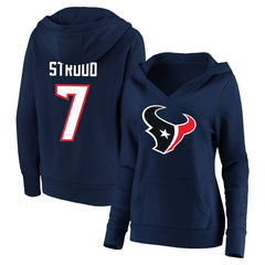 C.J. Stroud Houston Texans Women's Plus Size Player Name & Number V-Neck Pullover Hoodie Navy