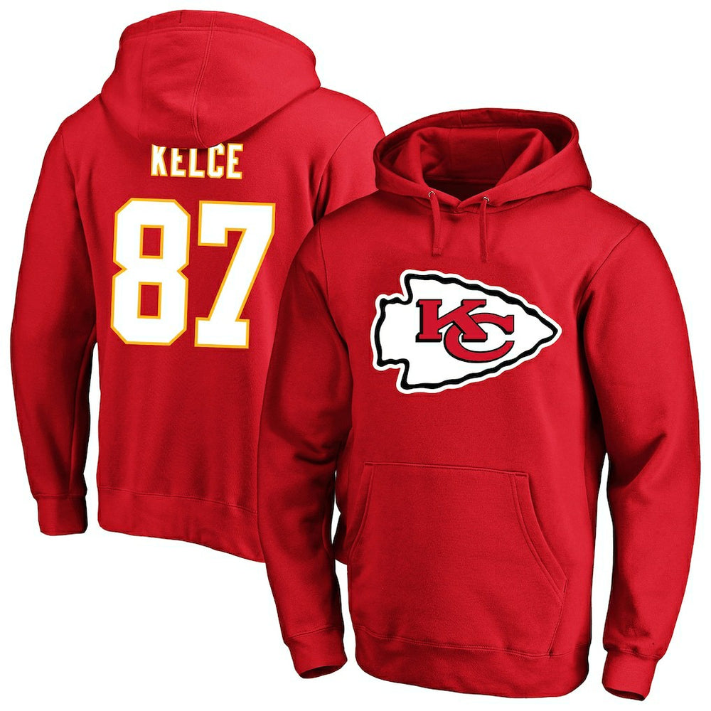 Travis Kelce Kansas City Chiefs Big & Tall Name & Number Fleece Pullover Hoodie Red