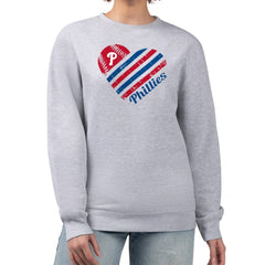 Philadelphia Phillies G-III 4Her by Carl Banks Women's Heart Logo Fleece Pullover Sweatshirt - Heather Gray Pullover