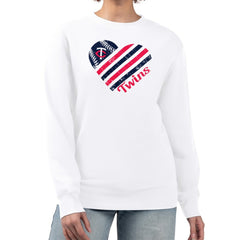 Minnesota Twins G-III 4Her by Carl Banks Women's Heart Logo Fleece Pullover Sweatshirt - White Pullover