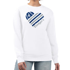 Los Angeles Dodgers G-III 4Her by Carl Banks Women's Heart Logo Fleece Pullover Sweatshirt - White Pullover