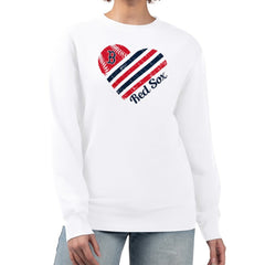 Boston Red Sox G-III 4Her by Carl Banks Women's Heart Logo Fleece Pullover Sweatshirt - White Pullover