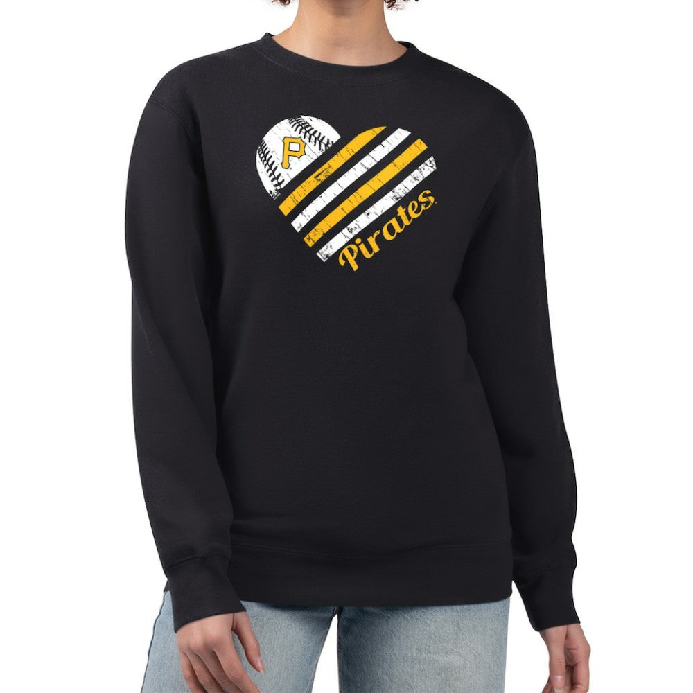 Pittsburgh Pirates G-III 4Her by Carl Banks Women's Heart Logo Fleece Pullover Sweatshirt - Black Pullover