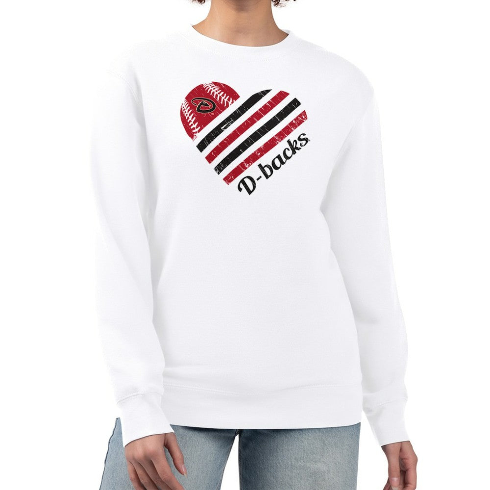 Arizona Diamondbacks G-III 4Her by Carl Banks Women's Heart Logo Fleece Pullover Sweatshirt - White Pullover